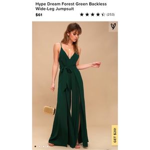 Lulus Forest Green Backless Wide-Leg Jumpsuit